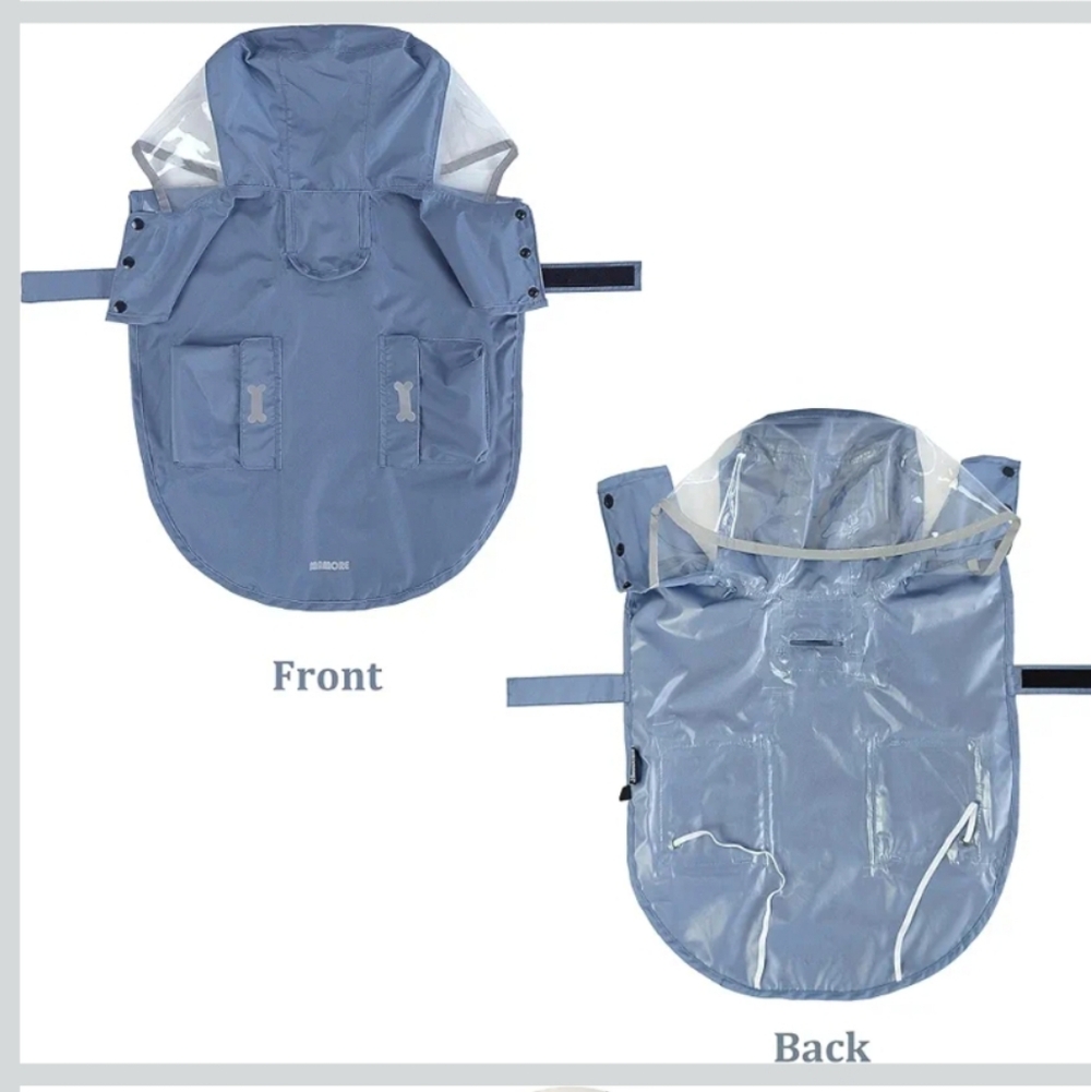 Puppy Dog Hooded Blue Gray Raincoat Xl Sized - Picture 2 of 9
